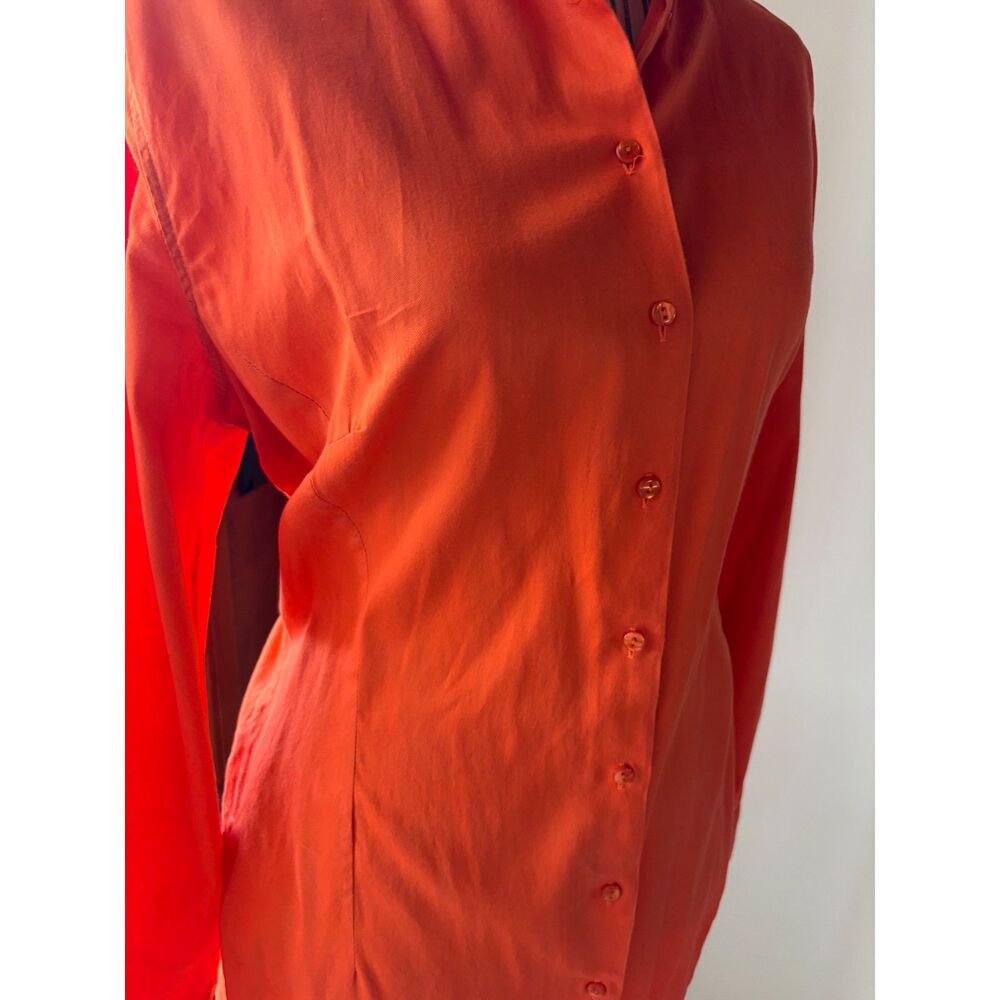 Vintage Nara Mamicie Cotton made in Italy Orange Holiday Fall Long Blouse Dress - Picture 2 of 13